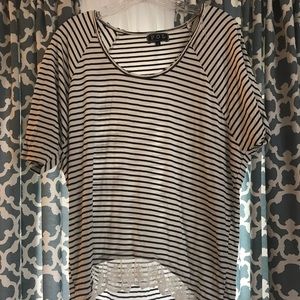 Hi lo lace and stripe top- never worn